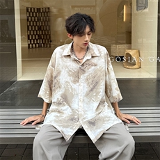 夏季帅气抽象涂鸦宽松男士衬衫A071-C13-P35，男装衬衫，电商A071