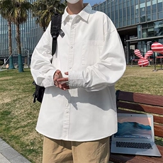 2023春夏季潮流复古学院风白衬衫翻领百搭休闲衬衣男W7140-P38，男装衬衫，星座512-2