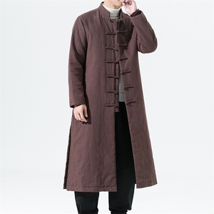 2157^中式长款过膝棉袍男士立领唐装居士禅服汉服棉袄加厚棉大衣图片