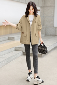 现货短外套女2024韩版宽松夹克小个子上衣百搭春秋外套插肩袖图片