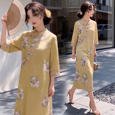 芷墨春季新款新中式设计感唐装上衣连衣裙显高显瘦日常通勤连衣裙，女装连衣裙，芷墨服饰