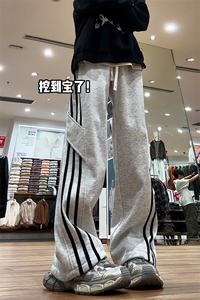 特批P30无差价秋新抖音三条杠拖地裤男青少年运动休闲裤K1990图片
