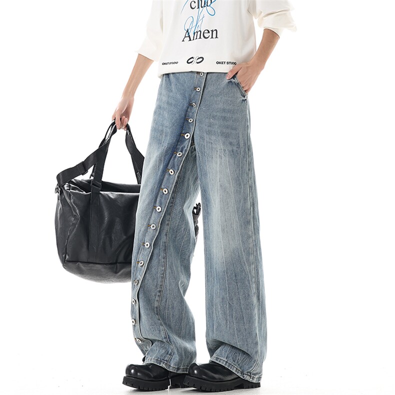 春节新款排扣设计宽松牛仔裤xz906-1-K1305特价P55控108，男装牛仔裤，星座906-1（原电商a316-2）