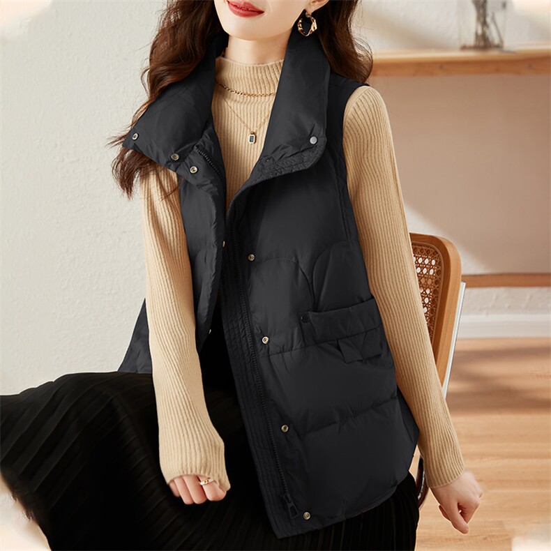 2022新款羽绒服马甲90%白鸭绒加厚休闲/淑女拉链休闲款,女装羽绒服,蝶眷