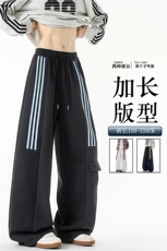 三条杠运动裤男加长版高个子裤子190cm115直筒阔腿工装裤KZ075P55，男装工装外套，电商B312
