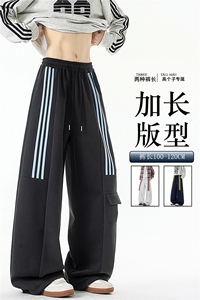 三条杠运动裤男加长版高个子裤子190cm115直筒阔腿工装裤KZ075P55图片