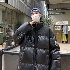 高品质！PU皮棉服冬季宽松港风棉衣立领冬装棉袄PM01-P115限158，男装棉衣，电商B370