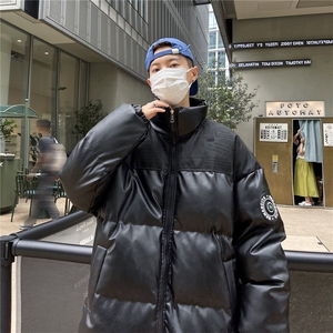 高品质！PU皮棉服冬季宽松港风棉衣立领冬装棉袄PM01-P115限158图片