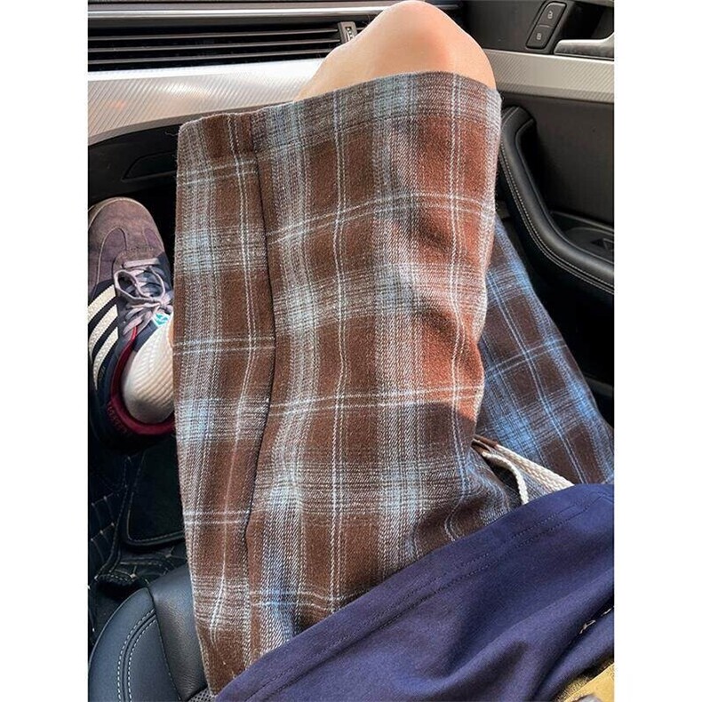 胖胖哥美式复古休闲格子短裤男夏季大码宽松格子百搭运动五分裤图片