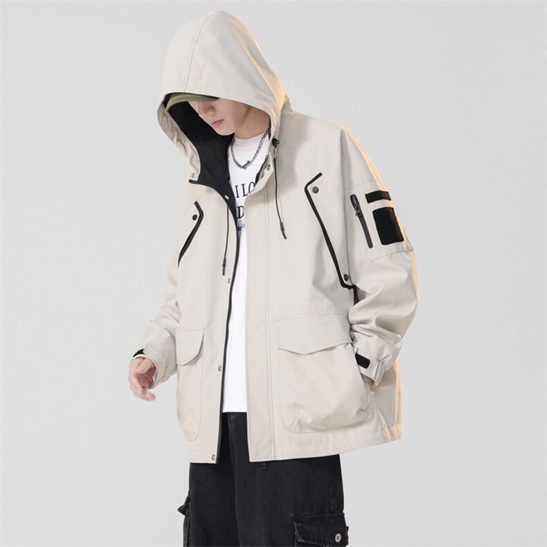 新款现货连帽冲锋衣宽松大码夹克男DSA157B-J199-P65,男装夹克,电商A157B
