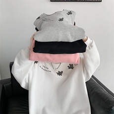已注册/400高克重华棉秋冬港风圆领宽松卫衣男WY00284/P35加绒P45，男装卫衣，电商B316