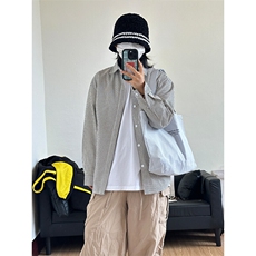 港风条纹衬衫宽松外套男女衬衣内搭衬衫CS017-P30，男装衬衫，星座301C-5