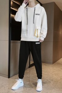 秋季新款宽松卫衣套装男青少年韩版潮流休闲运动两件套TZ778P65,男装休闲套装,电商A086