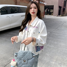 美式中袖爆款牛仔外套女2025春秋季新款韩版简约宽松时尚夹克上衣，女装短外套，纯色衣恋