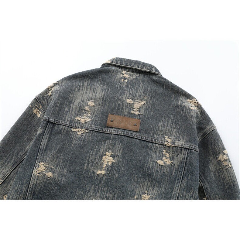 25春季新款工装潮流牛仔水洗破洞夹克外套N8251/P130,男装工装外套,星座202-1