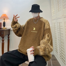 美式高街针织衫男字母拼色高街2025冬季新款ins宽松毛衣MZ148-P53，男装针织衫/毛衣，星座412
