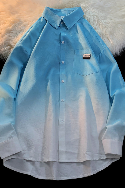 XZ-230-1CS225扎染渐变休闲个性宽松长袖衬衫P50控68大货足,男装衬衫,星座230-1