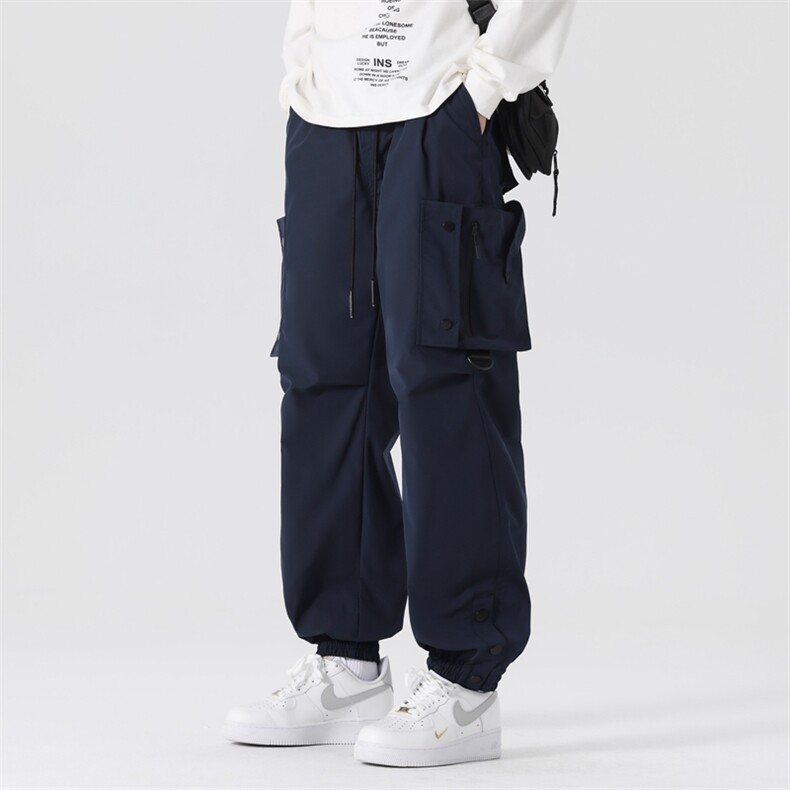 美式纯色大口袋冲锋裤男款春季宽松休闲束脚工装裤男 K3505 特P58图片