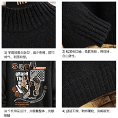 半高领毛衣男士大码针织衫男毛线衣男砖墙M18282-P45加绒款-P65，男装针织衫/毛衣，电商A040A