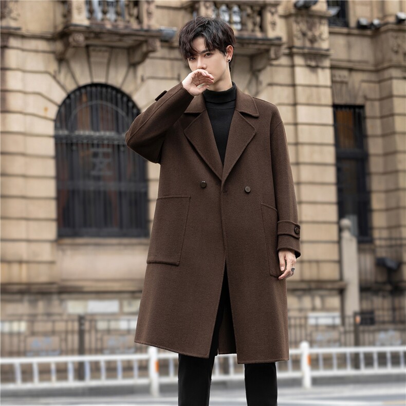 呢子大衣男士冬新款风衣中长款加厚羊毛双面毛呢外套AC6689-P350，男装风衣，电商A355（原A415）