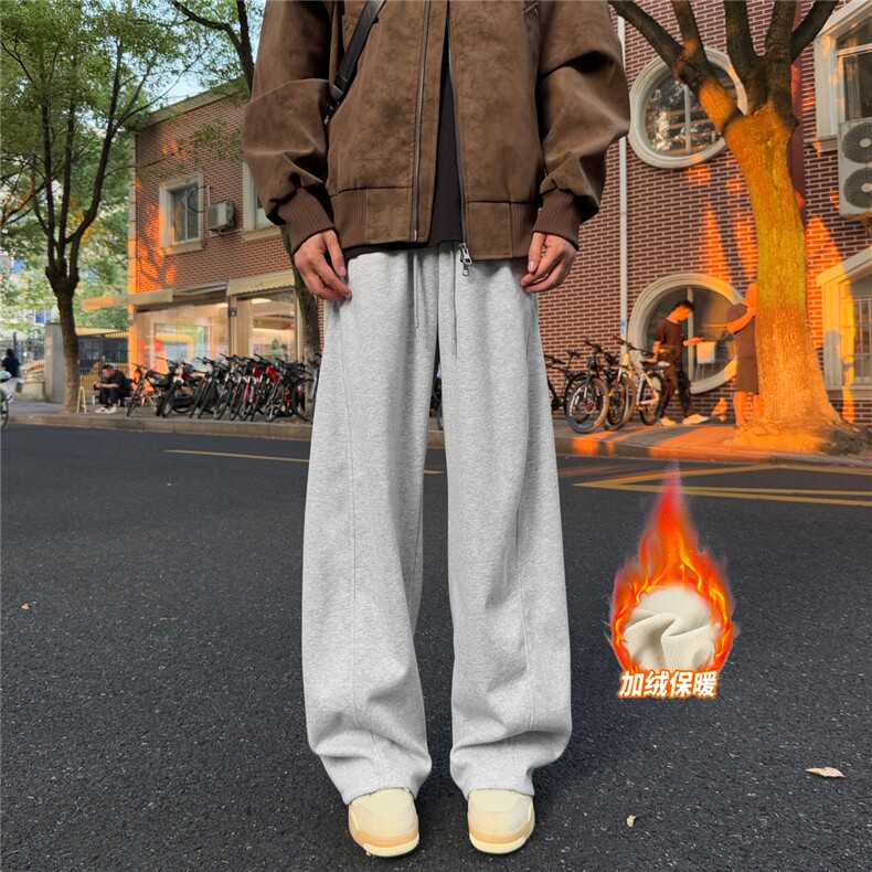 加绒加厚重磅阔腿弯刀休闲宽松卫裤A429-YK327-特批45 加绒55图片