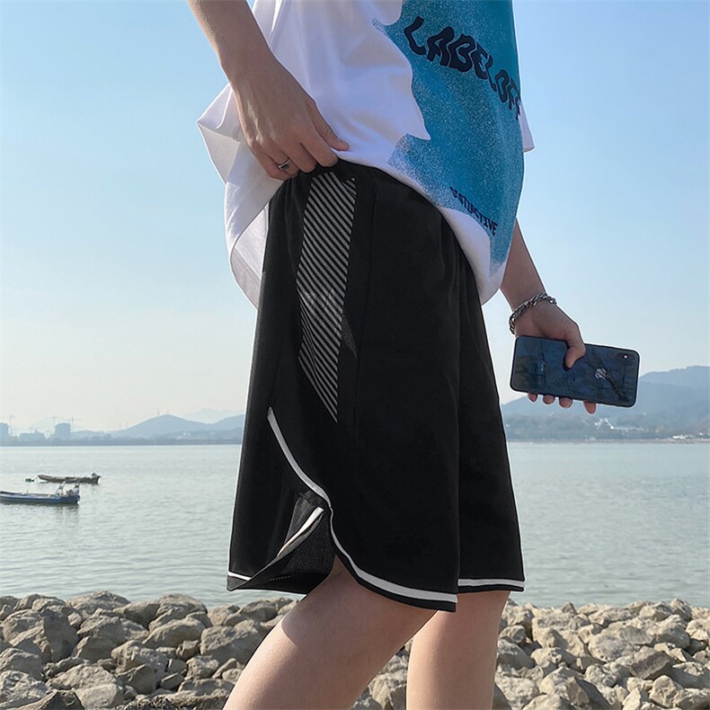 夏季休闲短裤男ins潮牌撞色拼接宽松直筒垂感五分运动裤DK055-P25,男装休闲裤,星座308B-1