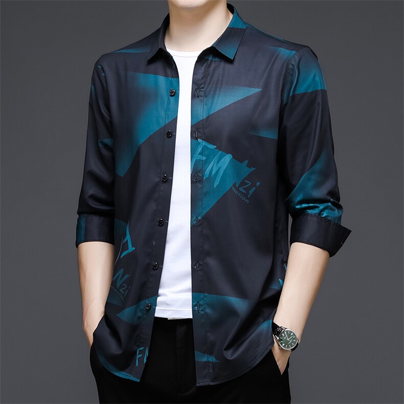JB1701男式服装新款衬衫男长袖翻领休闲四季可穿中老年衬衣P73,男装衬衫,电商B360