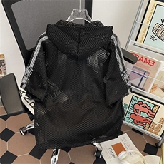 美式复古镂空连帽球衣男小众设计感夏季宽松短袖外套ST681-P41，男装T恤，星座412-3