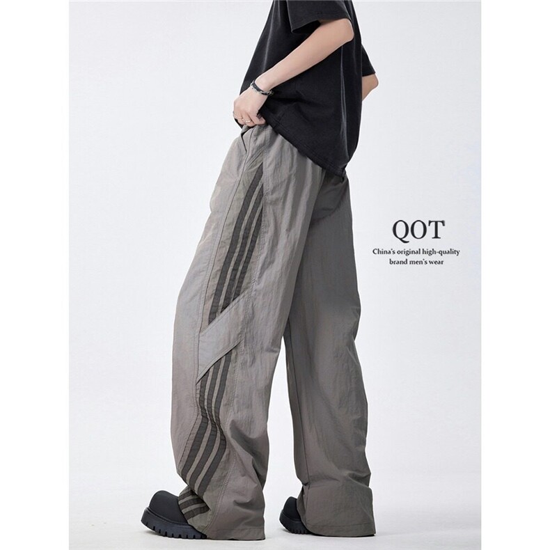 美式条纹速干伞兵休闲长裤男女夏季薄款宽松直筒裤潮牌运动冲锋裤,男装休闲裤,星座715-4