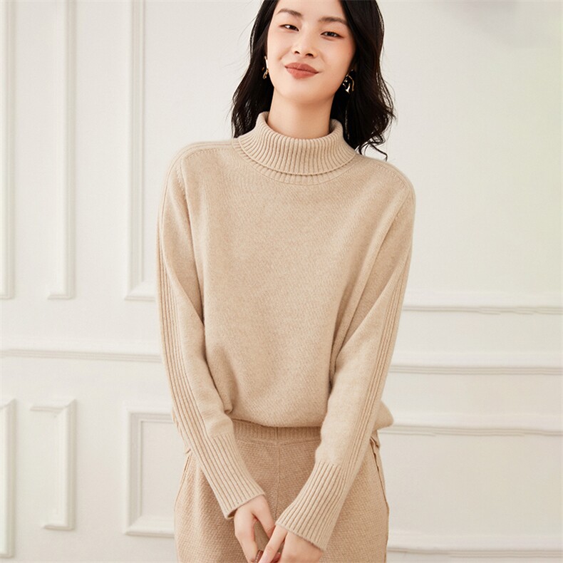 半高领打底衫女2024新款内搭显瘦35%山羊绒衫,女装羊绒衫,杭跃羊绒