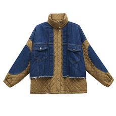 加厚保暖牛仔派克服休闲通勤简约个性时尚宽松2022冬新款显瘦外套，女装派克服，多彩