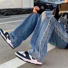潮牌扎染牛仔裤男春季新款宽松痞帅阔腿裤KW432P42，男装牛仔裤，星座1116-2