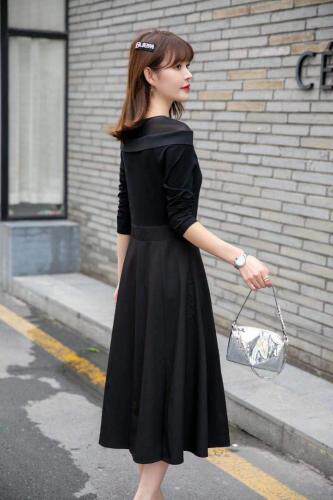 拼接开叉连衣裙，高端大气，两色四个尺码，女装连衣裙，依柏璐