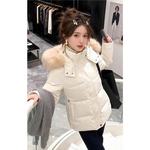 美式毛领连帽棉服女冬季加厚收腰显瘦学生棉袄外套8056-P110网图图片