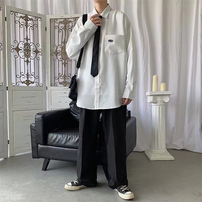 垂感长袖衬衫男港风宽松衬衣C20P50,男装衬衫,电商D325