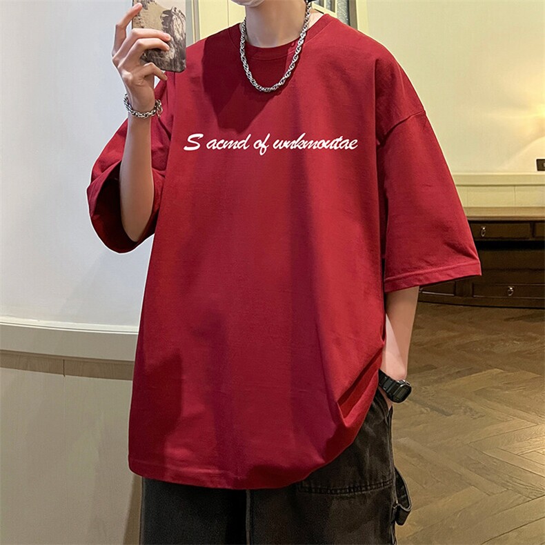 抖音得物二开现货220克夏装重磅美式高街宽松短袖t恤MT115,男装T恤,电商A486-1
