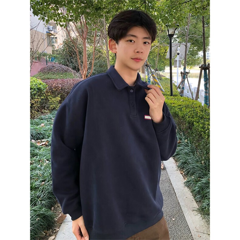 抖音得物高品质印花秋美式高街结构设计POLO翻领卫衣外套AW7701,男装Polo衫,电商A443