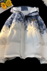 XZ-230-1MY705冬款平铺简约轻奢水墨扎染休闲连帽棉服P118控158，男装棉衣，星座230-1