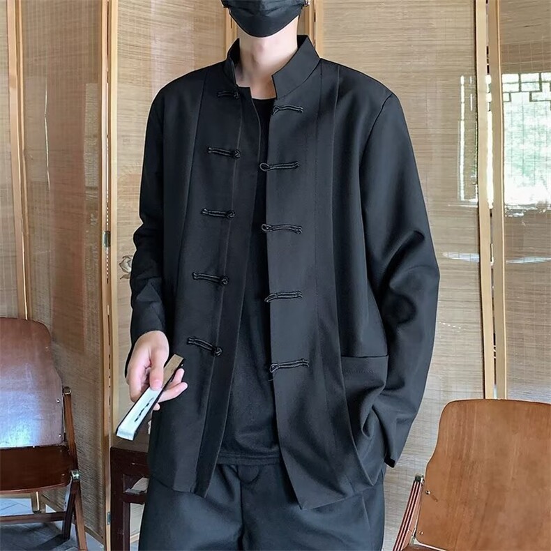 新中式盘扣中山装痞帅立领西装外套男休闲风小西服上衣 XA330图片