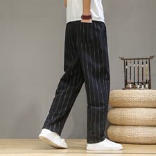 2021春秋季新款中国风棉麻休闲裤条纹休闲男款长裤直筒麻裤D664P70，男装休闲裤，星座312B-2