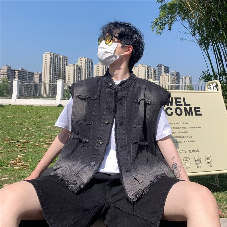 F472P45秋装马甲牛仔外套时尚潮流男装个性休闲欧美,男装背心/马甲,星座512-6