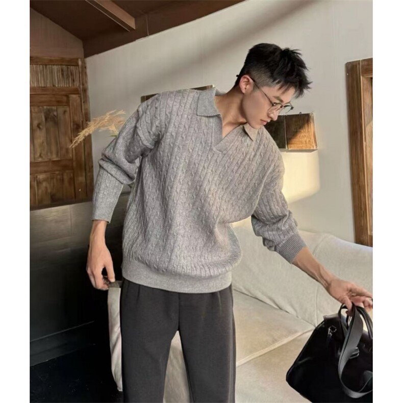 网图慎用白泽同款D1201降P752025秋冬海鸥领毛衣老钱宽松版,男装针织衫/毛衣,电商B216（原B302）