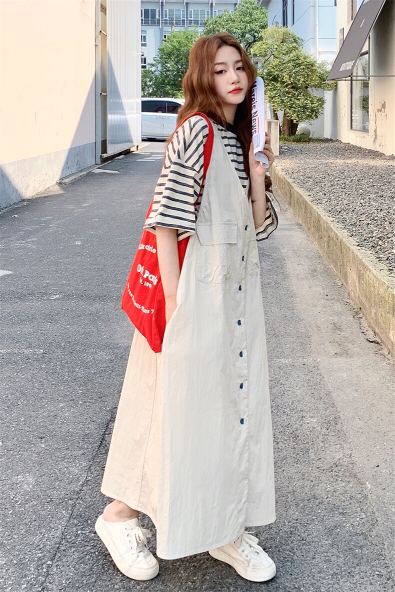 休闲显瘦t恤两件套连衣裙女夏季2025年新款小个子薄款背心裙套装,女装套装/套裙,2C085
