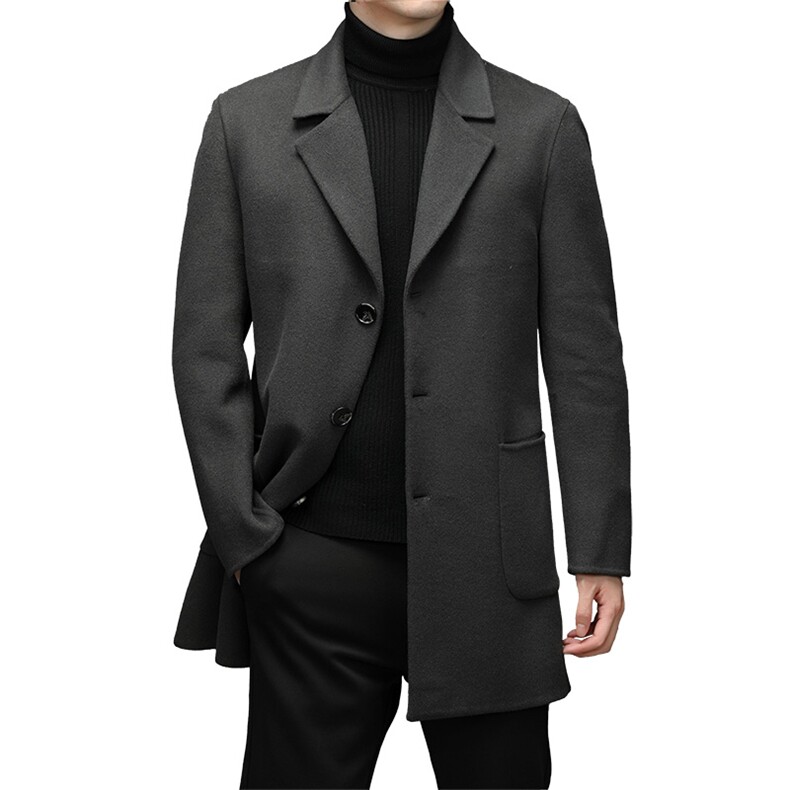 秋冬季时尚双面呢羊毛呢大衣男休闲便服中年外套ZL933526-P335,男装毛呢大衣,电商B212（原钱塘6029）