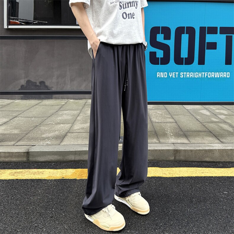 YK302-P45-高品质高弹力冰皮垂感冰凉休闲裤面料：锦纶78氨纶22,男装皮裤,电商A429