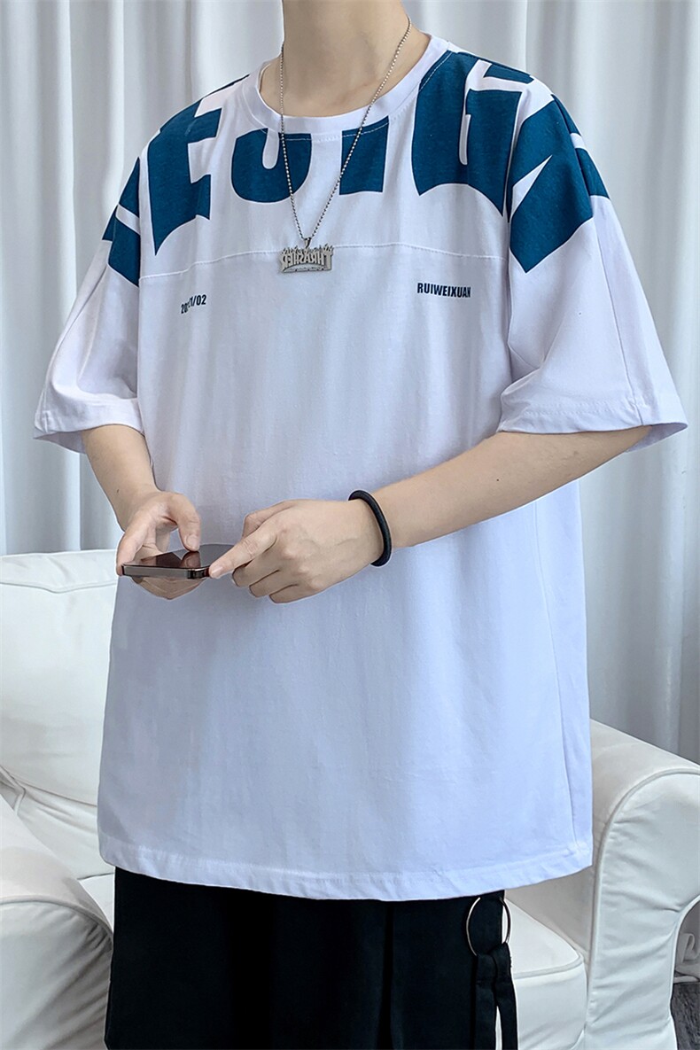 货足8XL-M美式纯短袖T恤男2023夏季新款ins潮半袖体恤加肥加大,男装T恤,钱塘717(原712)