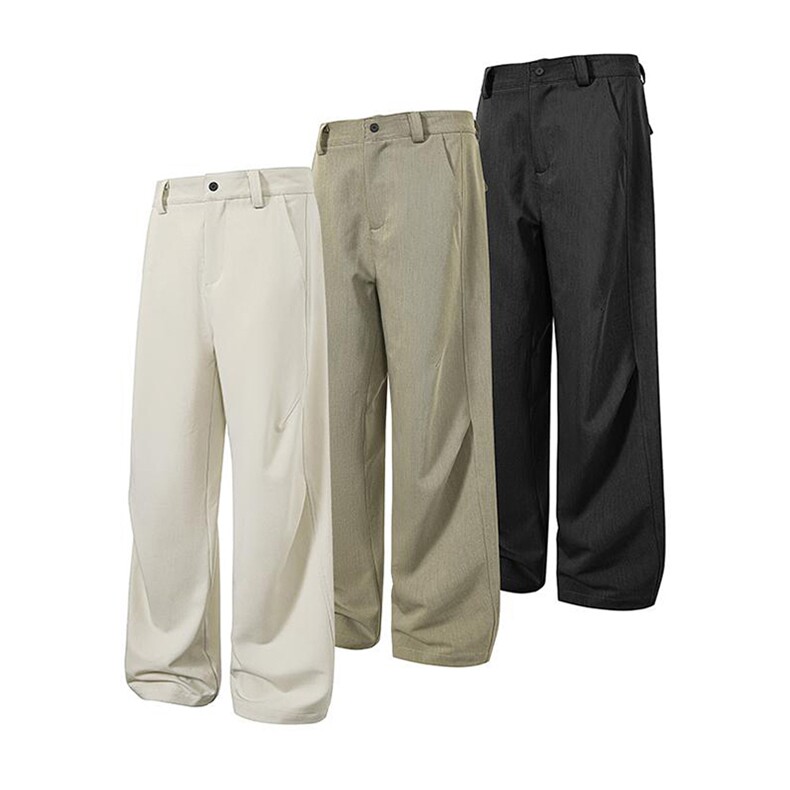 春夏美式高街褶皱休闲裤男女西裤直筒垂感裤子潮牌百搭阔腿长裤子，男装西裤，电商A443