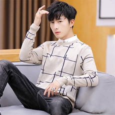 家乐6778秋季新款男士假两件毛衣男韩版修身休闲衬衫领针织衫，男装针织衫/毛衣，电商D310（原电商305）