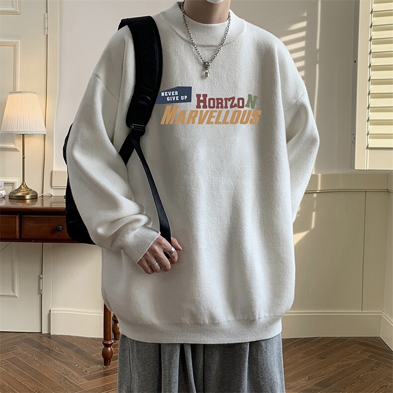 半高领毛衣男大码胖子针织衫毛线衣M18384-P45加绒款-P65，男装针织衫/毛衣，电商A040