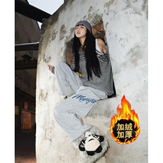 休闲加绒卫裤男女加厚秋冬款直筒宽松阔腿加绒加厚裤子KQ58，男装休闲裤，星座1116A（原606A-3）